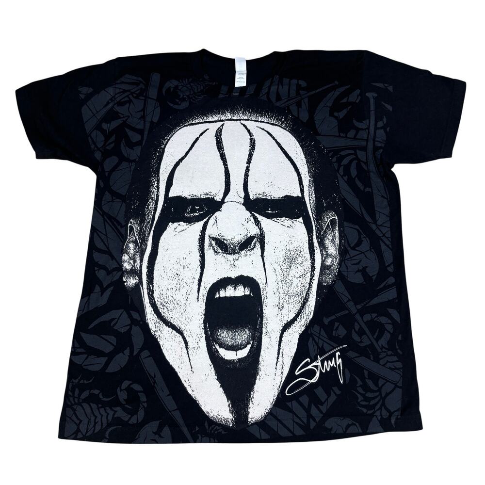 AEW Sting Farewell All Over Print Shirt All Elite Crate Exclusive Sz L WWE WCW